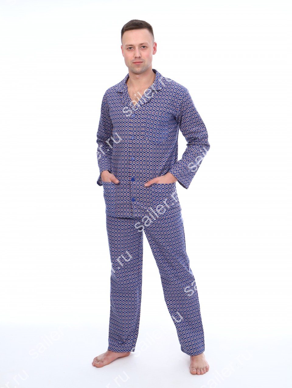 Мужская пижама ФЛАНЕЛЬ 017F-3 (Синий) - Sailer