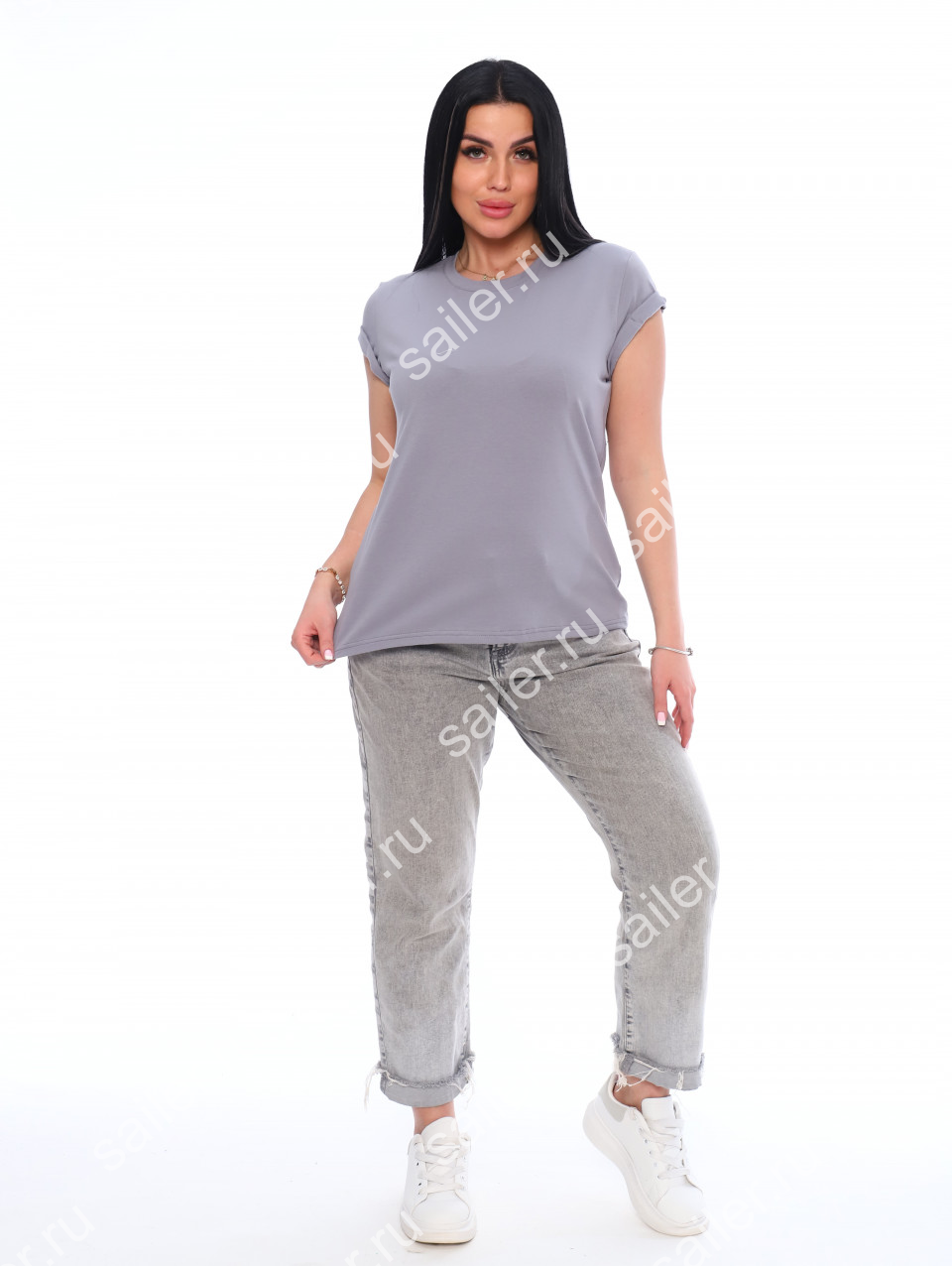 Женская футболка КУЛИРКА Пенье короткий рукав (Серый) - Sailer
