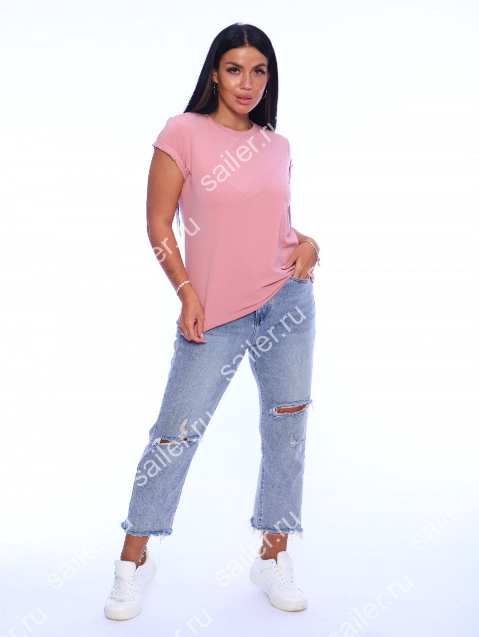 Женская футболка КУЛИРКА Пенье короткий рукав (Розовый) - Sailer