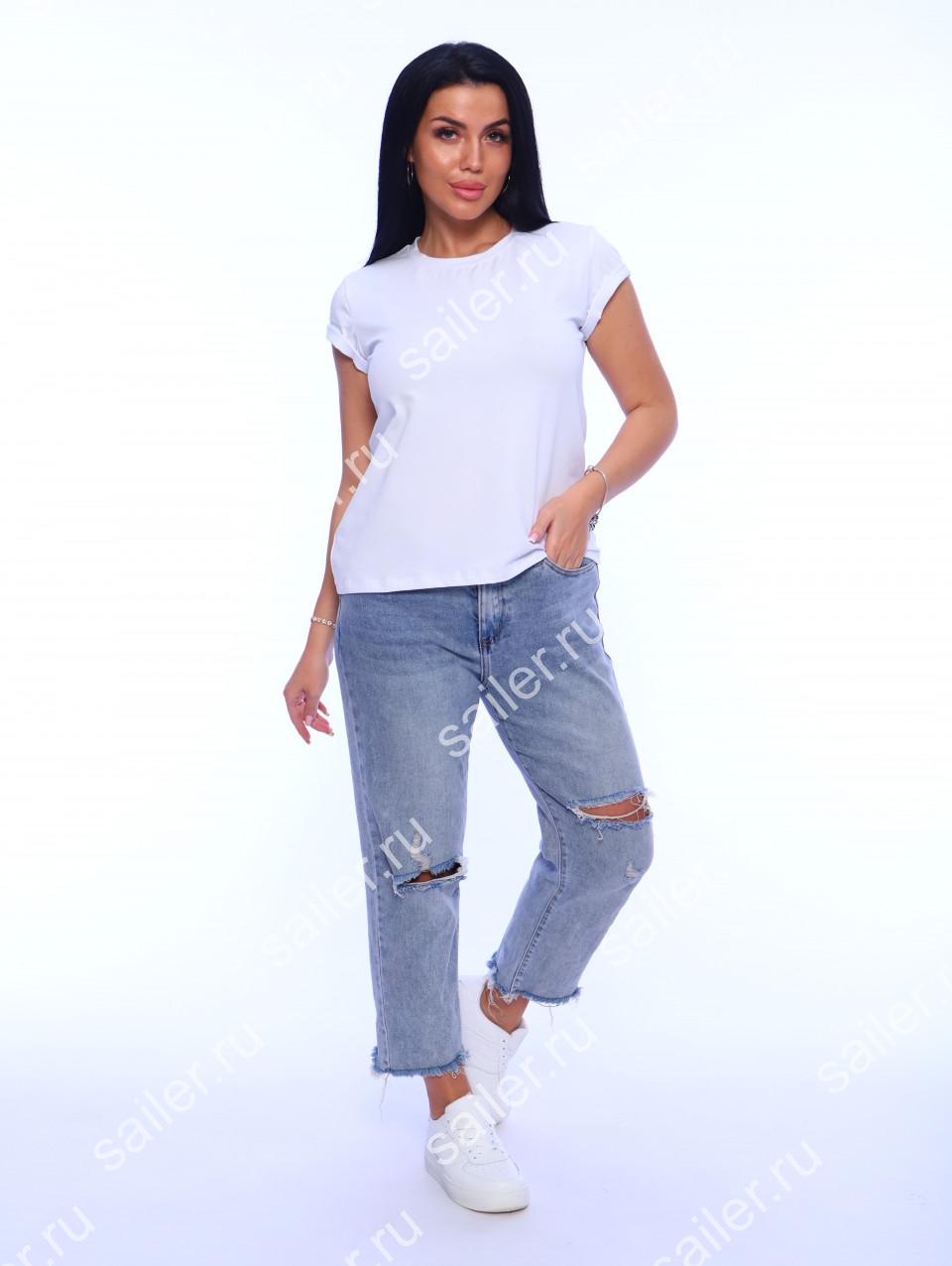 Женская футболка КУЛИРКА Пенье короткий рукав (Белый) - Sailer