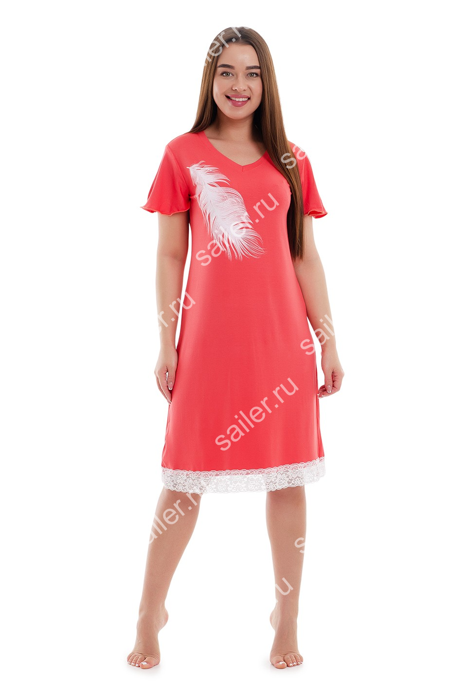 Женская ночная сорочка ВИСКОЗА - V - коралл - Sailer