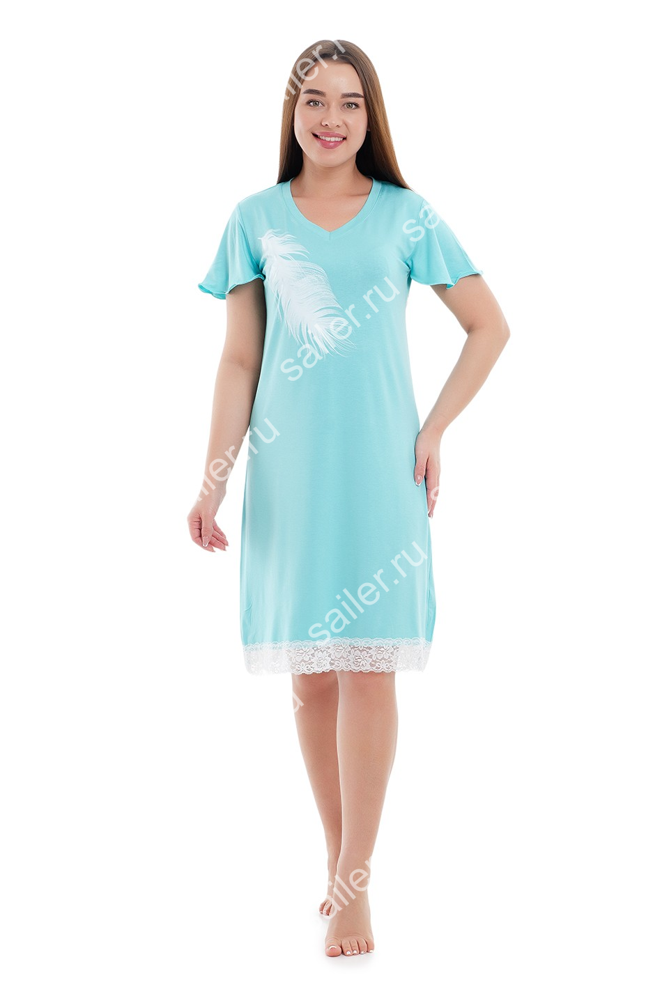 Женская ночная сорочка ВИСКОЗА - V - ментол - Sailer
