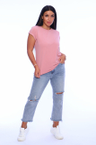 Женская футболка КУЛИРКА Пенье короткий рукав (Розовый) (Фото 1)