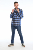 Мужская рубашка фланель - длинный рукав "Классик" 186-1П (Синий) (Фото 2)