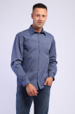 Мужская рубашка Премиум длинный рукав (Темно-синий) (Фото 1)