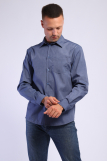 Мужская рубашка Премиум длинный рукав (Темно-синий) (Фото 2)