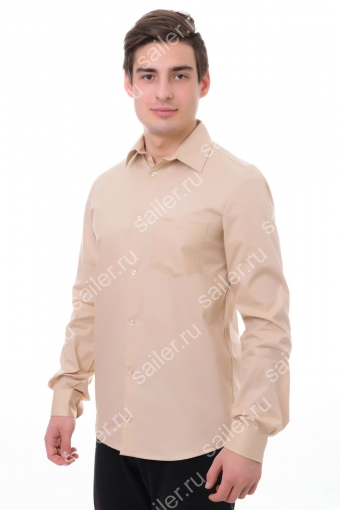 МРПДР Рубашка мужская Премиум длинный рукав (Бежевый) (Фото 2)