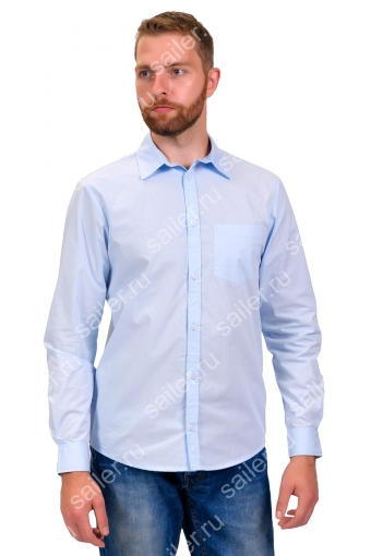 Мужская рубашка Премиум длинный рукав (Голубой) - Sailer