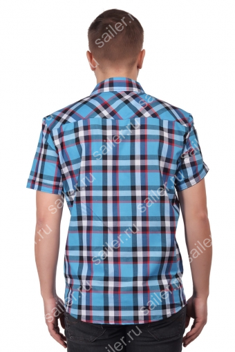 МРПКРК Рубашка мужская «Premium» кор. рук. 2135/5 (Синяя крупная клетка) (Фото 2)