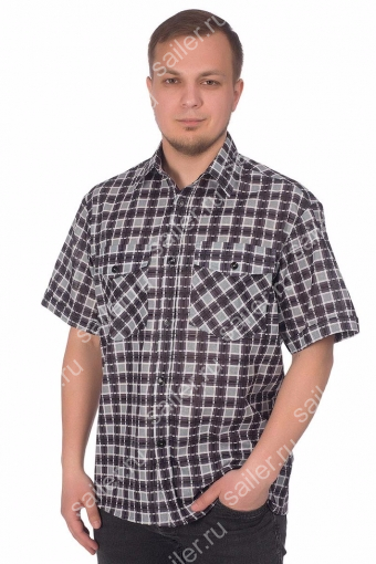 Мужская рубашка мужская бязевая - короткий рукав "Классик" (Серый) - Sailer
