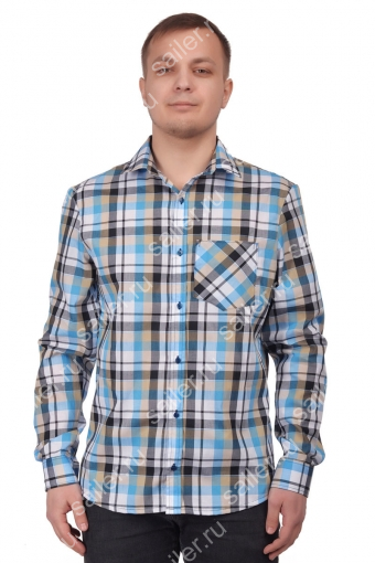 МРПДРК Рубашка мужская «Premium» длинный рукав (Бежевая клетка) - Sailer