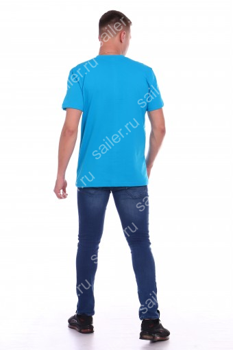 Мужская футболка КУЛИРКА - V (Бирюзовый) (Фото 2)