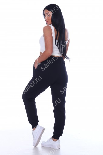 Женские брюки ФУТЕР 01 с манжетами (Черный) (Фото 2)
