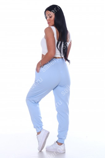 Женские брюки ФУТЕР 01 с манжетами (Голубой) (Фото 2)