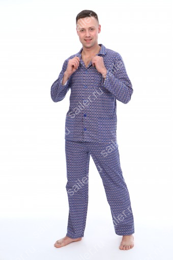Мужская пижама ФЛАНЕЛЬ 017F-3 (Синий) (Фото 2)