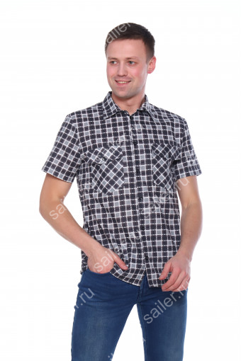 Мужская рубашка бязевая - короткий рукав "Стандарт" (Серый) (Фото 2)