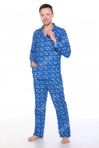 Мужская пижама ФЛАНЕЛЬ, 3153 вид 2 (Синий) - Sailer