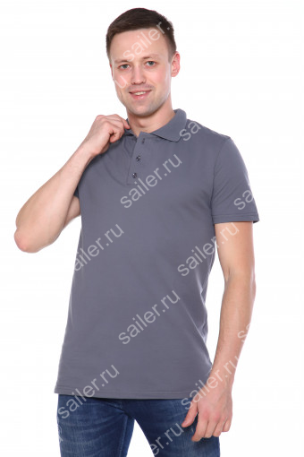Мужская рубашка ПОЛО короткий рукав М-1 КОМПАКТ (Серый) (Фото 2)