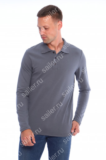 Мужская рубашка ПОЛО длинный рукав М-2 КОМПАКТ (Серый) - Sailer