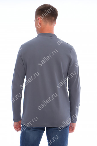 Мужская рубашка ПОЛО длинный рукав М-2 КОМПАКТ (Серый) (Фото 2)