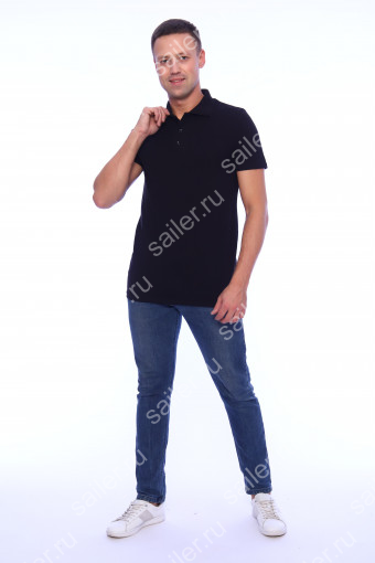 Мужская рубашка ПОЛО короткий рукав М-1 КОМПАКТ (Черный) - Sailer