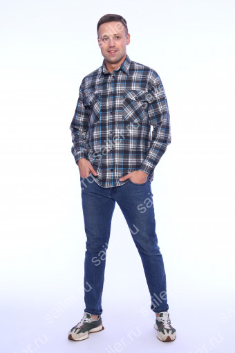 Мужская рубашка фланель - длинный рукав "Классик" 186-3П (Серый) - Sailer