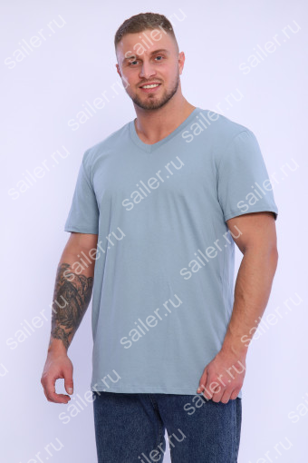Мужская футболка КУЛИРКА - V, D3100 (Серый) (Фото 2)