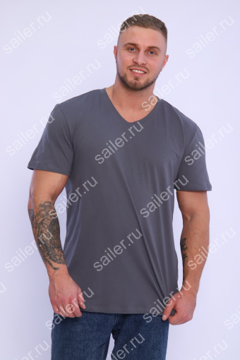 Мужская футболка КУЛИРКА - V, D3108 (Темно-серый) - Sailer