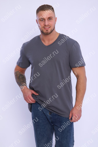 Мужская футболка КУЛИРКА - V, D3108 (Темно-серый) (Фото 2)