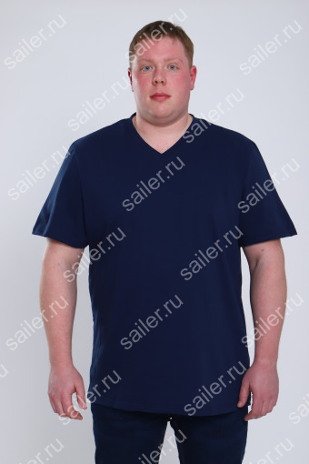 Мужская футболка КУЛИРКА - V (BIG-BIG плюс) (Темно-синий) - Sailer
