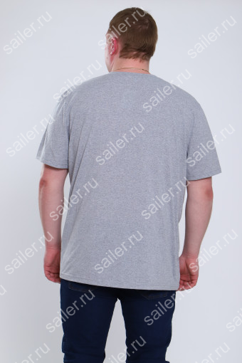 Мужская футболка КУЛИРКА - V (BIG-BIG плюс) (Серый меланж) (Фото 2)