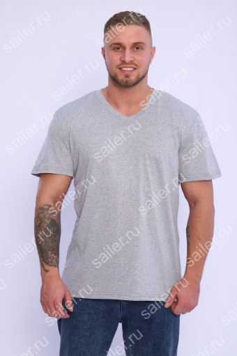 Мужская футболка КУЛИРКА - V (Серый меланж) - Sailer