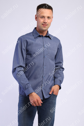 Мужская рубашка Премиум длинный рукав (Темно-синий) - Sailer