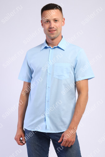 Мужская рубашка Премиум короткий рукав (Голубой) - Sailer