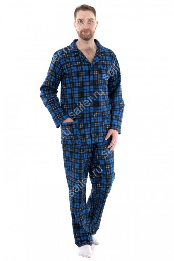 Мужская пижама ФЛАНЕЛЬ синий (Синий) (Фото 2)