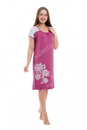Женская ночная сорочка ВИСКОЗА - сирень (Фото 2)