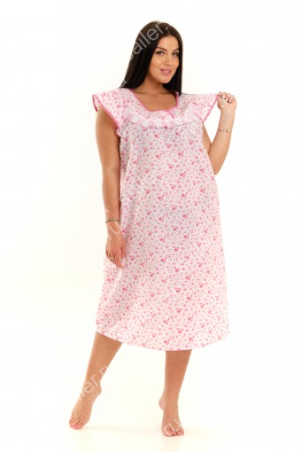 Женская ночная сорочка ситцевая " Крылышко" (Розовый) - Sailer