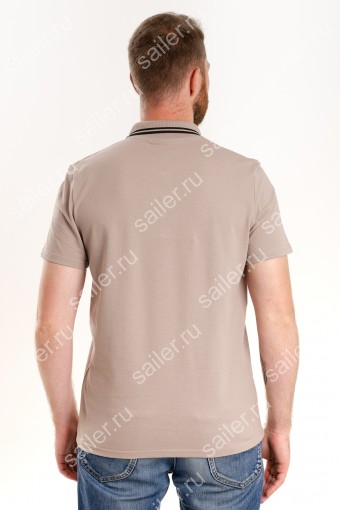 МПолоКР Мужская рубашка ПОЛО короткий рукав КОМПАКТ М-3 полоса / бежевый (Бежевый) (Фото 2)