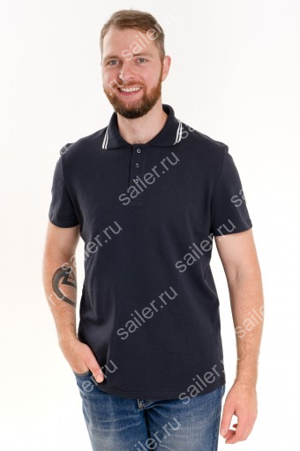 Мужская рубашка ПОЛО короткий рукав КОМПАКТ М-3 полоса D3120 (Серый) - Sailer
