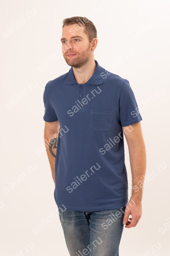 МПолоКР Мужская рубашка ПОЛО короткий рукав КОМПАКТ М-4 карман / индиго (Индиго) (Фото 2)