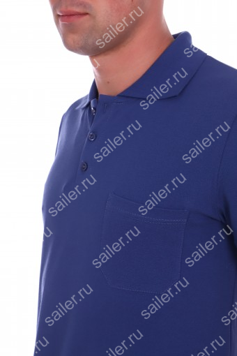 Мужская рубашка ПОЛО короткий рукав КОМПАКТ М-4 карман D3153 (Индиго) (Фото 2)