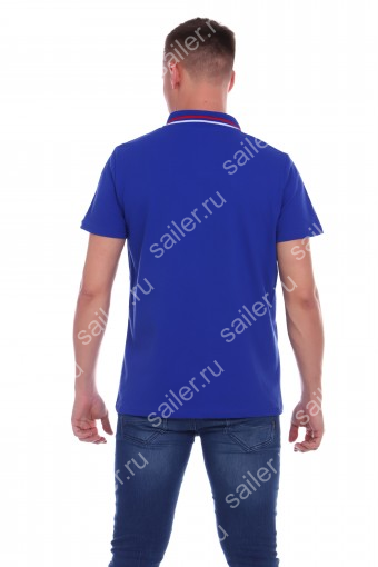 Мужская рубашка ПОЛО короткий рукав М-1 (Василёк/полоса) (Фото 2)