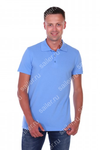 Мужская рубашка ПОЛО короткий рукав М-1 КОМПАКТ (Голубой) - Sailer