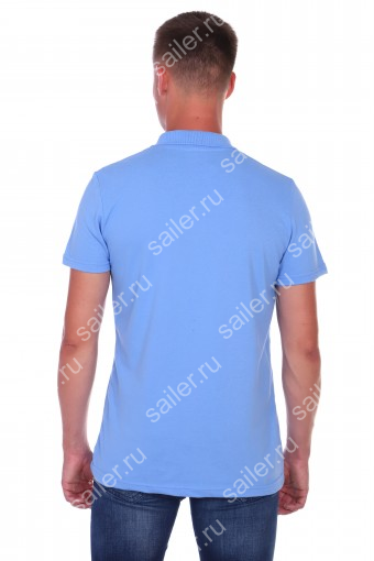 Мужская рубашка ПОЛО короткий рукав М-1 КОМПАКТ (Голубой) (Фото 2)