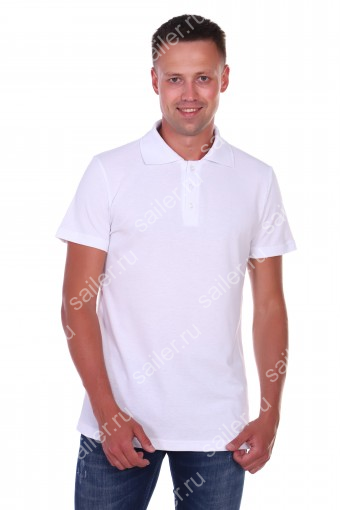 МПолоКР Мужская рубашка ПОЛО короткий рукав М-1 (Белый) - Sailer