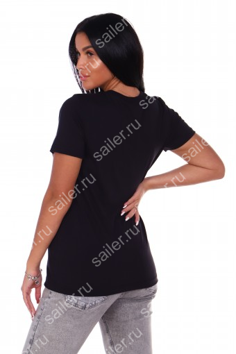 жф Женская футболка КУЛИРКА чёрный (Черный) (Фото 2)
