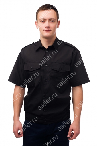 Рубашка охранника на резинке короткий рукав (Черный) - Sailer