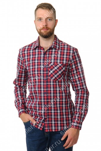 МРПДРК Рубашка мужская «Premium» длинный рукав (Красная клетка) - Sailer